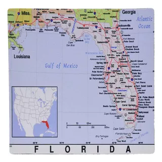 3drose Print Of Florida Cities And State Map - Alfombrilla P