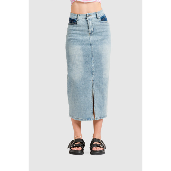 Maxi Falda Denim Desert - Azul