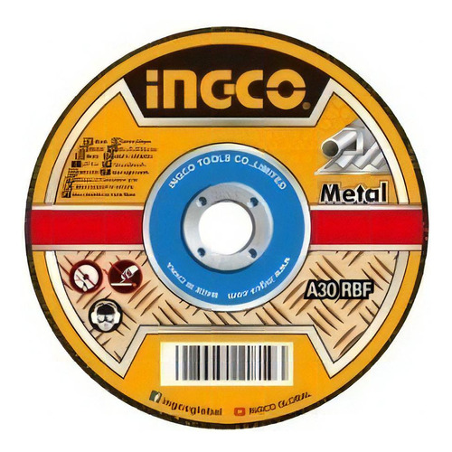 Disco De Corte Metal Inox. 4½ Ingco X 50un Mcd1211550 - Smf Color Negro