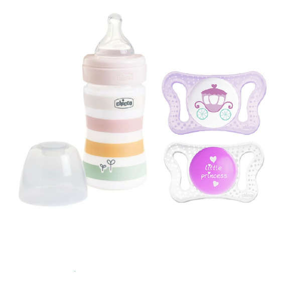 Set Recien Nacido Chicco 1 Mamadera 150ml 2 Chupetes Nena