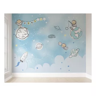 Papel De Parede Planeta Espaço Quarto De Bebê 9m² Vr463