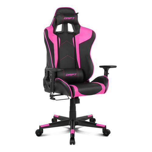 Silla de escritorio Drift DR300 gamer ergonómica  negra y rosa con tapizado de cuero sintético