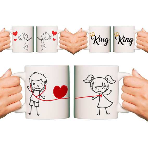 2 Tazas De Ceramica  Ideal Parejas Aniversario San Valentin