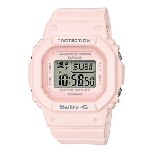 Reloj pulsera digital Casio BGD-560 con correa de resina color rosa pastel mate - fondo gris