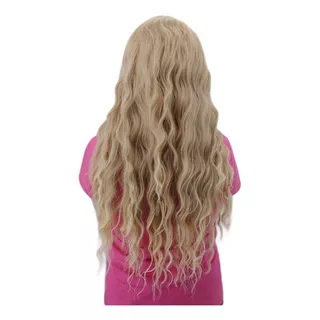 Peruca Lace Wig Longa Cacheada Loiro Claro Fibra Orgânica