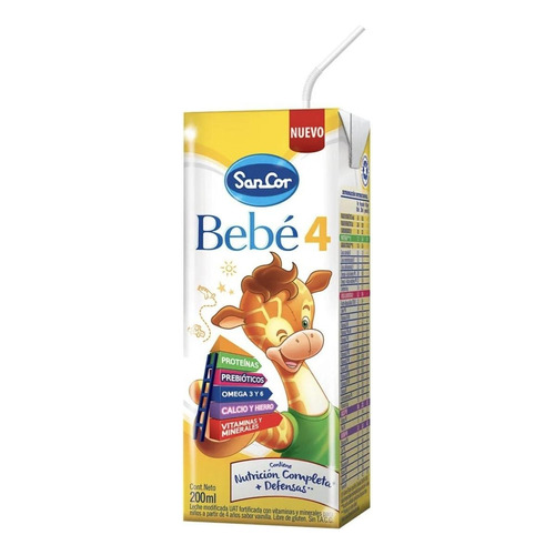 Leche de fórmula líquida Mead Johnson SanCor Bebé 4 sabor vainilla en brick x 90 unidades de 200mL - 4  a 4 años