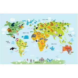 Painel Adesivo De Parede - Mapa Mundi - Mundo -  Cor Colorido Infantil Baby