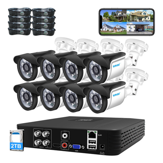 Kit De Camaras Cctv Hd 2mp Y Dvr Alta Definicion +2tb Disco