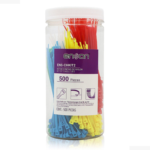 Kit De Cinchos 500pzas 5 Colores Plástico Ens-chkit2 Enson