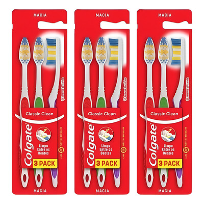 Kit 3 Escova De Dente Colgate Classic Clean 3 Unid