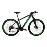 Bicicleta Aro 29 Ksw Xlt 24v Disco Câmbios Shimano Cor Preto/Verde Tamanho do quadro 21