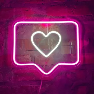 Placa Led Decoração Neon - Amor Instagram - 30x24cm Cor Branco 110v/220v