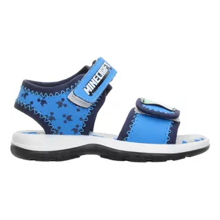 Sandalias Minecraft Doble Velcro Azul Para Niño