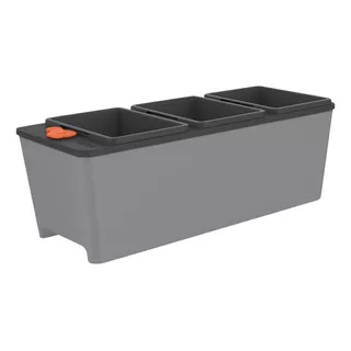 Maceta Triple Autoirrigable Jardineria Huerta 6l Tramontina Color Gris