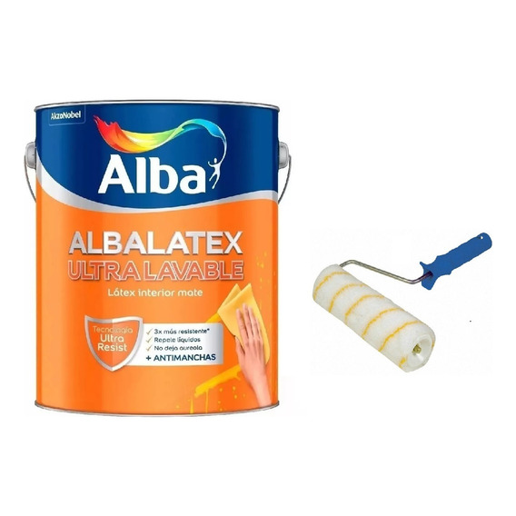 Pintura Albalatex Latex Ultralavable Blanco X 20 Lts Rodillo