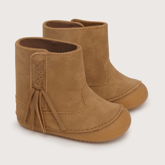 Bota Niña Aplicación Trenza Beige (17 A 19)