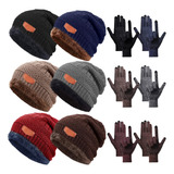 Juego De 12 Guantes De Gorro De Punto De Invierno, Gorros Ho