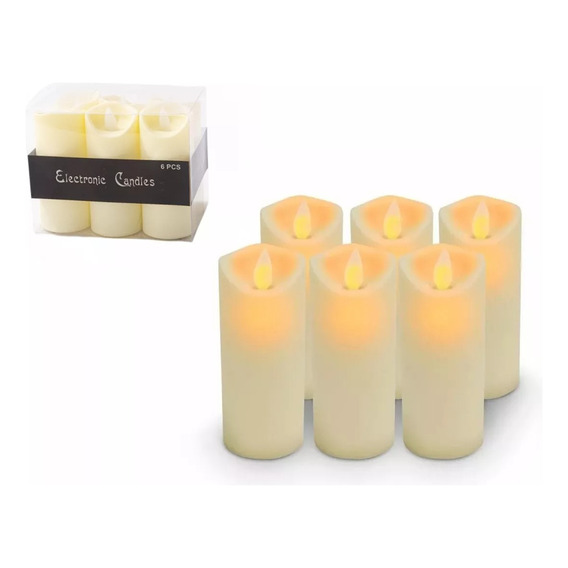  6pzs Velas Led Grandes De Pilas Flama Realista Con Baterías