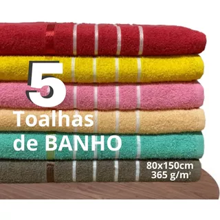 5 Toalhas Banhão - Gigante - 80x1,50 - 360g/m Macia - Top