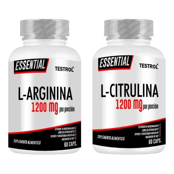 Combo Arginina Essential + Citrulina Essential 60 Caps C/u Sabor Cápsulas