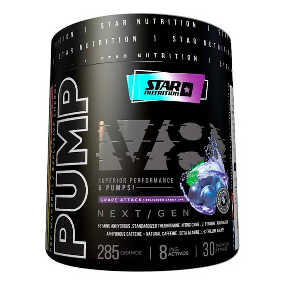 Pump V8 Pre Entreno Star Nutrition 285 Gr Cafeína Taurina