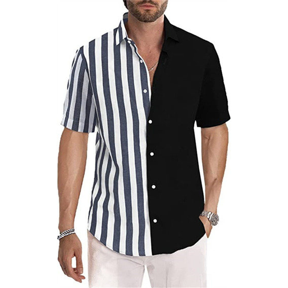 Camisas Para Hombre, Camisa De Rayas Airdea Casual Playeras