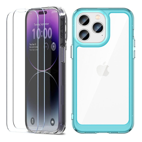 Funda Transparente Con 2 Vidrios Templados Para iPhone