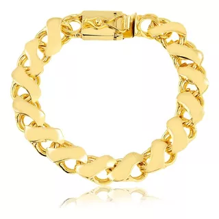 Pulseira Grossa 13mm Moderna Banhada A Ouro 18k