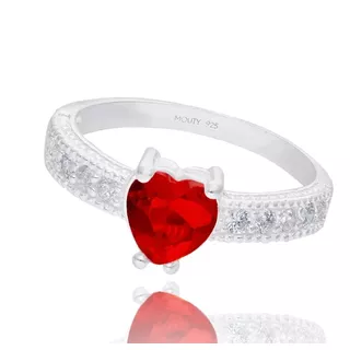 Anillo De Promesa Fanny Circonia Roja Plata.925 Pareja Mouty