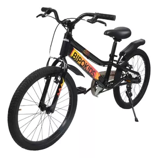 Bicicleta Urbana Bipokids City Pro Rider R20 50cm Frenos V-brakes Color Negro/rojo/naranja Con Pie De Apoyo  