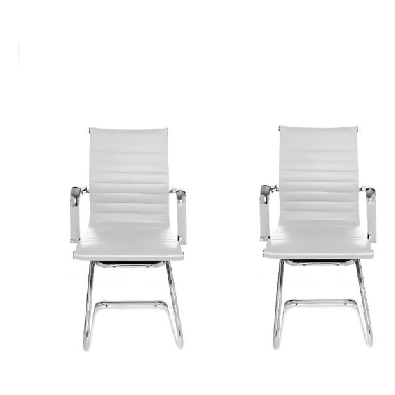 Silla de escritorio Eke Life Home YX-9014 ergonómica  blanca con tapizado de cuero sintético x 2 unidades