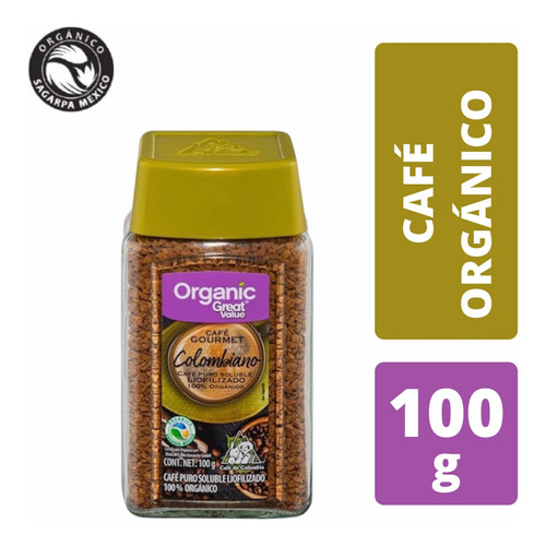 Café Colombiano Soluble Orgánico Organic Great Value 100g