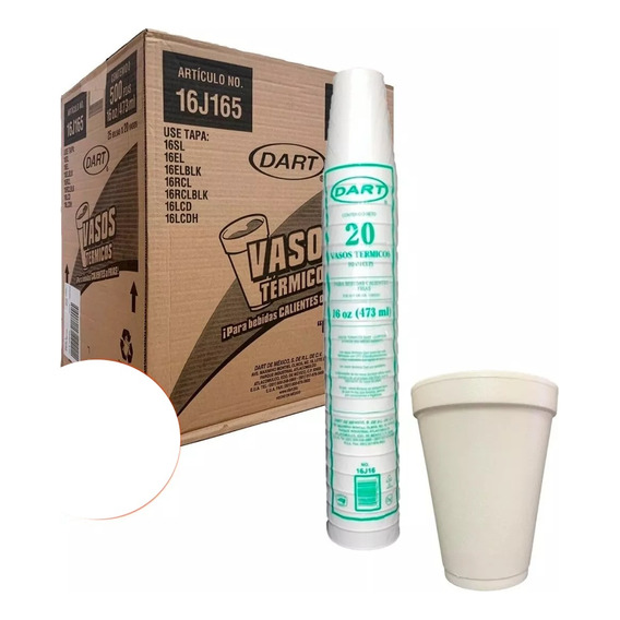 Vaso Unicel Térmico 16 Oz 500 Piezas Envío Gratis