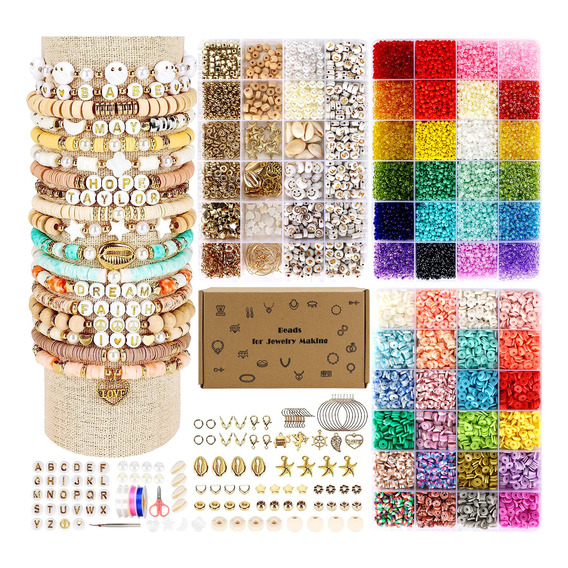 Juego De Cuentas 48 Colores Y Letra 10500 Kit Hacer Pulseras