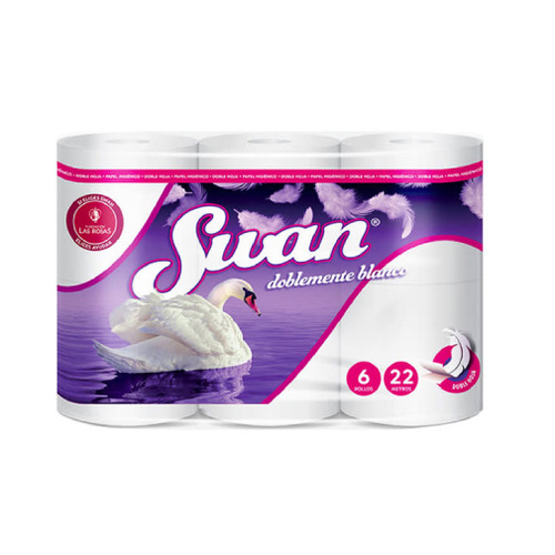 Papel higiénico Swan Doblemente Blanco doble hoja 22 m de 6 u