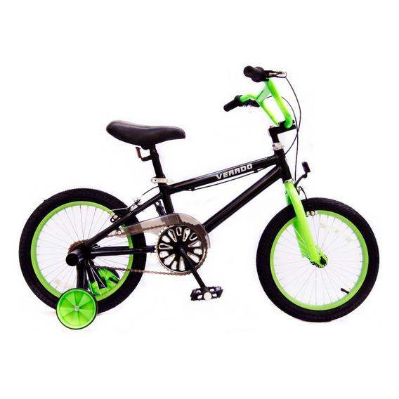 Bicicleta Niño Bmx Verado Rueditas Picadores Rodado 16 Segur Color Verde