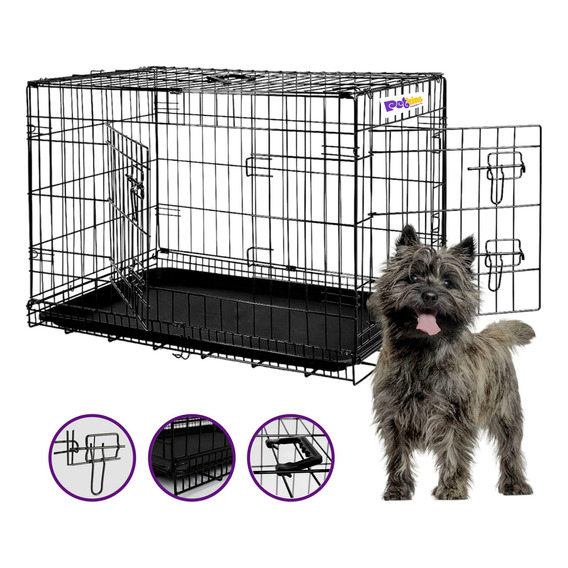 Pet King PK3902 Mediano Color Negro Transportadora Metalica Plegable Jaula Perro Gato Chico 63cm