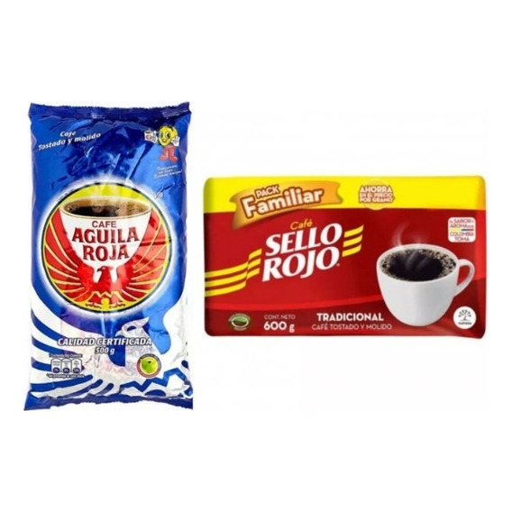 Café Colombiano Sello Rojo 600gr + Águila Roja 500gr Molidos