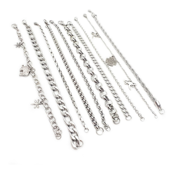 Mix 10 Hermosas Pulseras Acero Quirurgico 316l Por Mayor