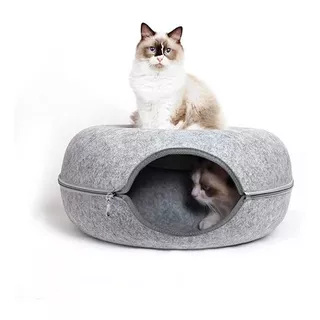 Cama Tunel Para Gato Gris Claro