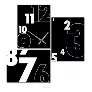Cuadro Reloj De Pared Tríptico 70x70 Cm Diseños Modernos