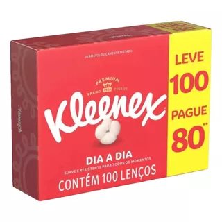 Lenço Duplo Descartável Kleenex Leve 100 Pague 80 Unidades