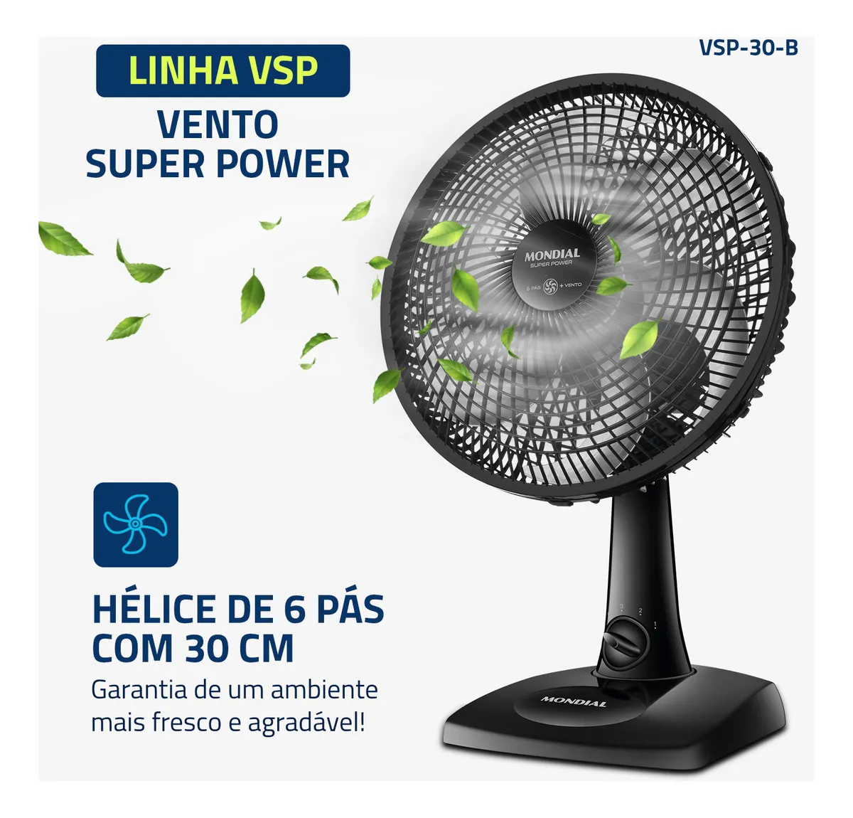 Ventilador de Mesa 30cm Super Power, Mondial, 60W 127v - Imagem 3