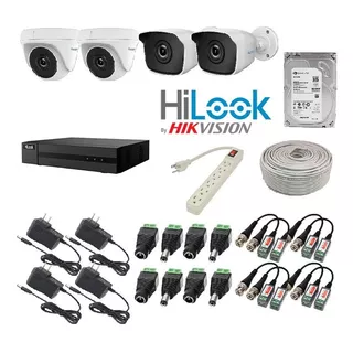 Kit De Seguridad 4 Camaras Hilook + Dvr + Accesorios + Cable