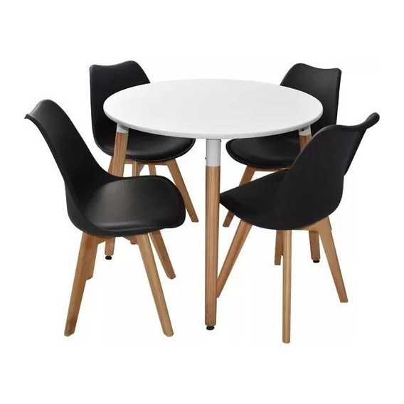 Juego De Mesa Eames 90x90 + 4 Sillas Tulip Baires4