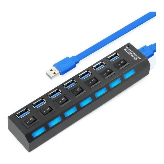 Hub Usb 3.0 7 Puertos De Alta Velocidad Con Indicador Led