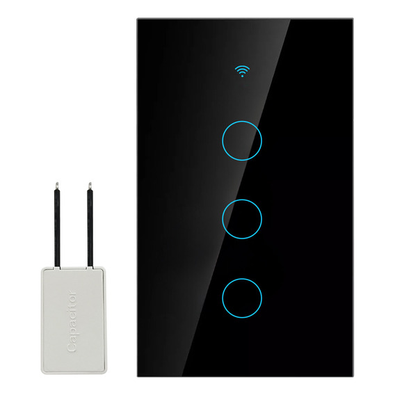 Interruptor Inteligente Wi-fi De 3 Vías Negro Sin Neutro