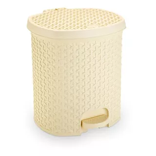 Lixeira Cesto 6 Litros Rattan C/ Pedal Diversas Cores Cor Creme