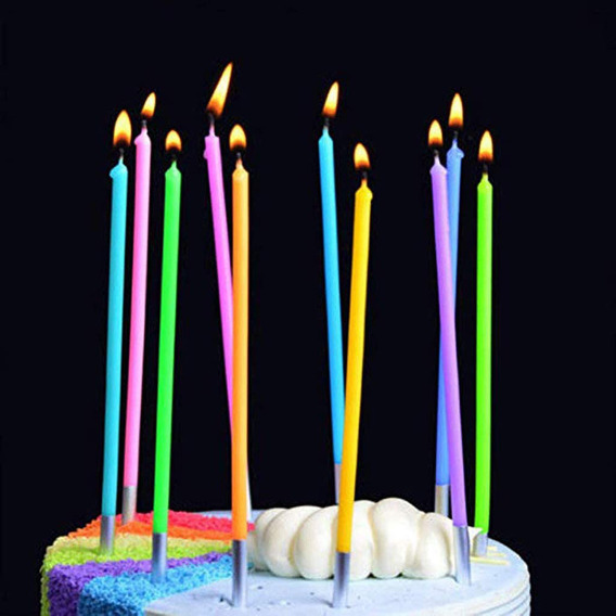 Velas Para Tartas De Cumpleaños, 30 Unidades, Largas, Finas