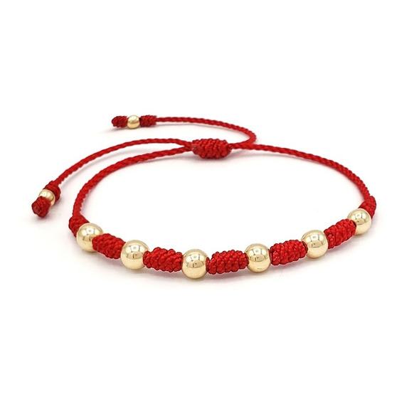 Pulsera 7 Nudos Hilo Rojo Oro Laminado 18k Iconic Store